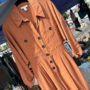 Rust Button-Down Jumpsuit